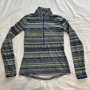 Nike Pro Dri-Fit Multi Color Geometric Pattern 1/2 Zip Long Sleeve | Size M